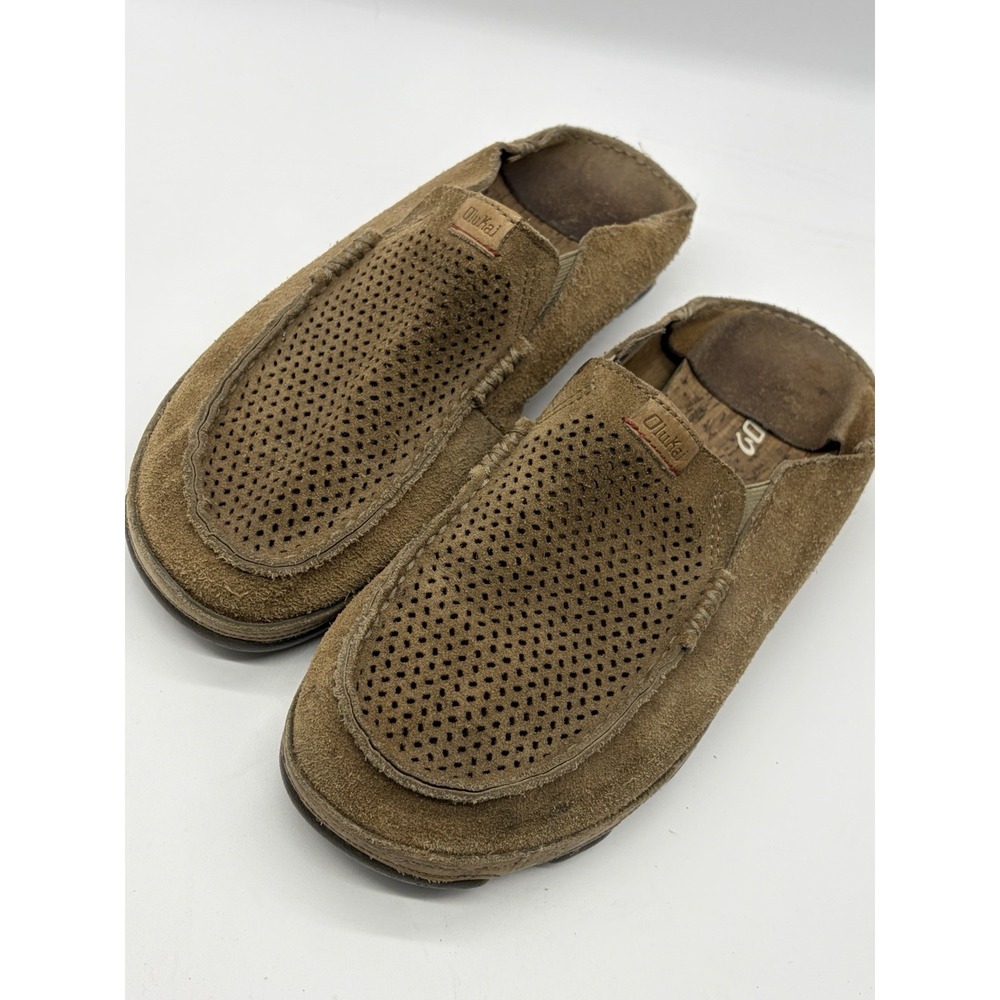 Olukai Moloa Kohana Men's Slip On Loafers Size 10 Suede Leather Perforated Top